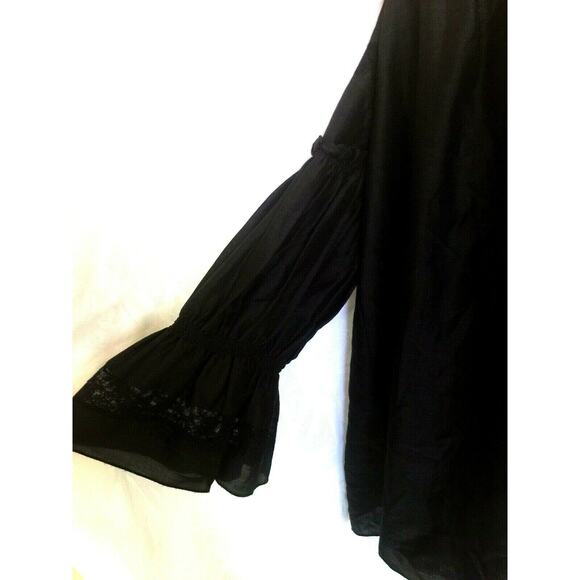 Barbara Bui Top Blouse Ruched Lace Long Sleeve Black Off Shoulder Oversized 40 - Picture 2 of 7